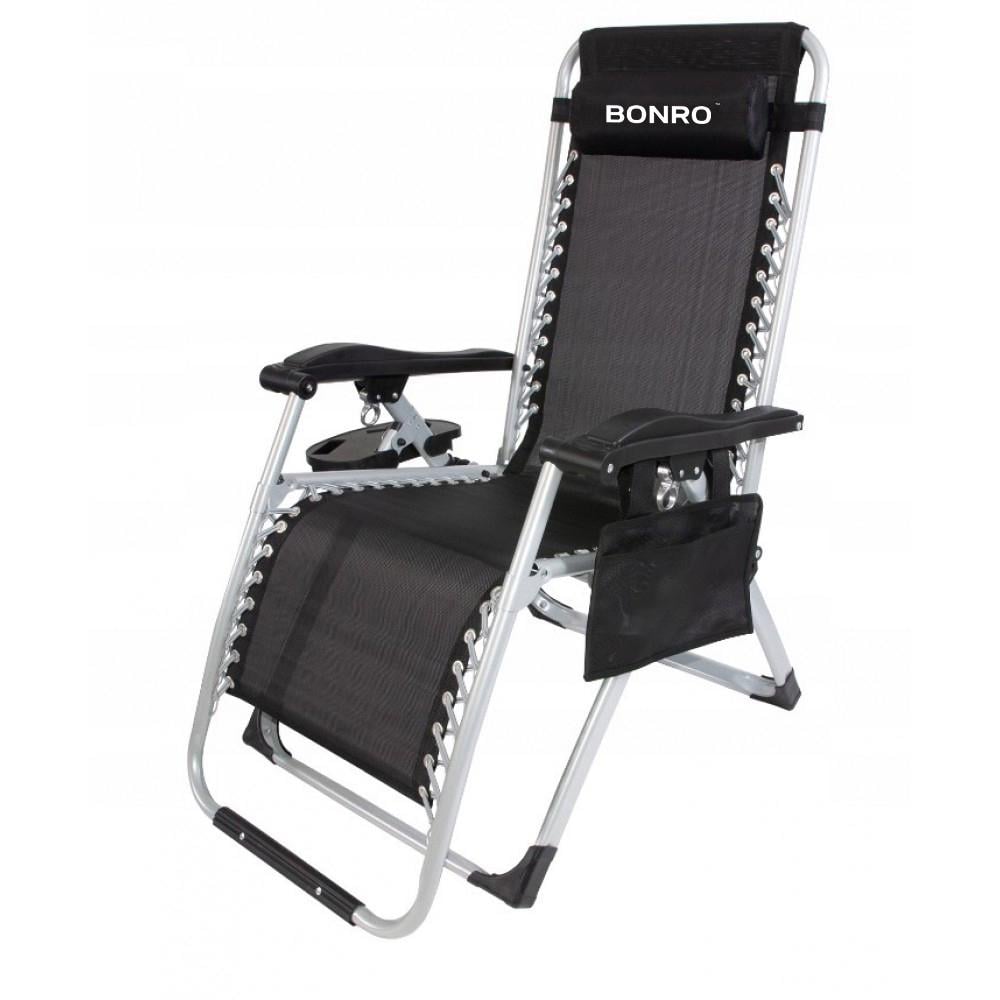 Шезлонги комплект Bonro BG-006 с карманом 2 шт. Черный (42400974)