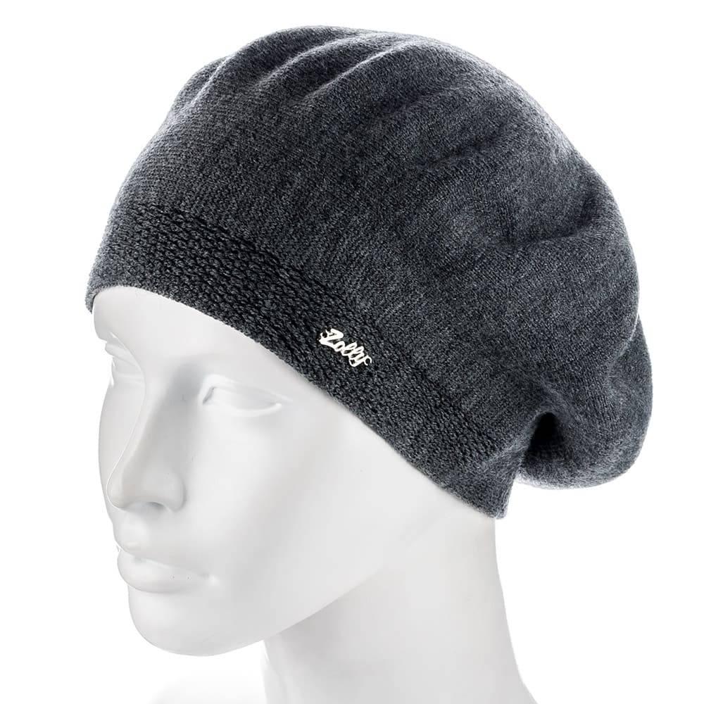 Берет женский Zolly ZH180 на ножке двойной тонкой вязки Темно-серый