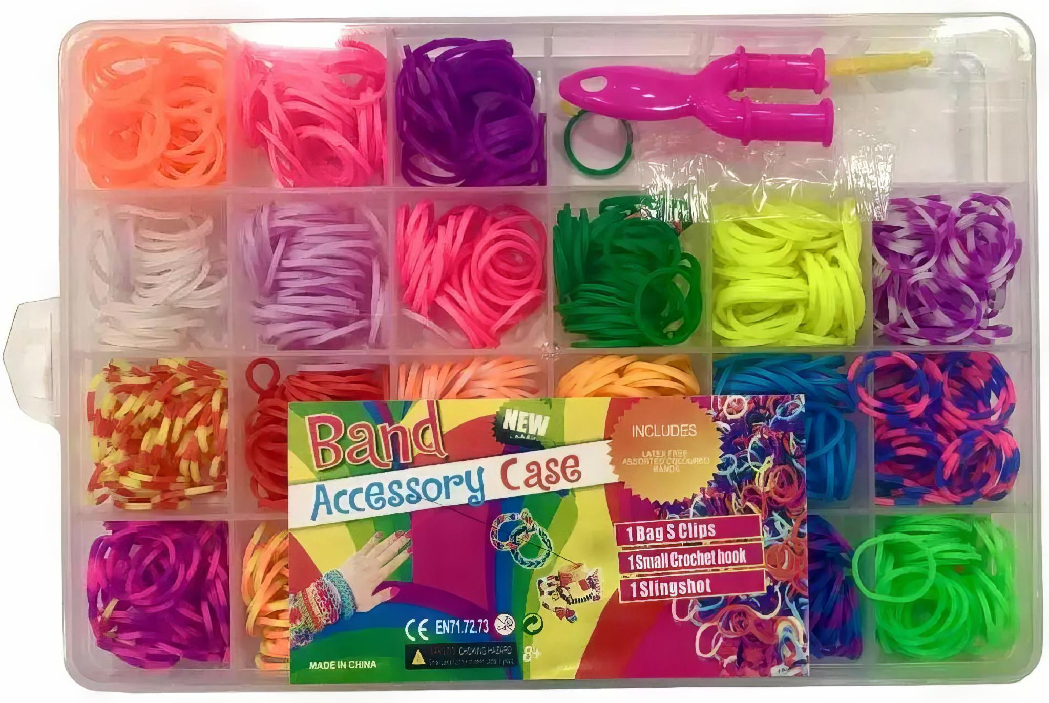 Набір для плетіння з резинок Rainbow Loom гачок/рогатка/аксесуари 850 шт. Різнокольоровий