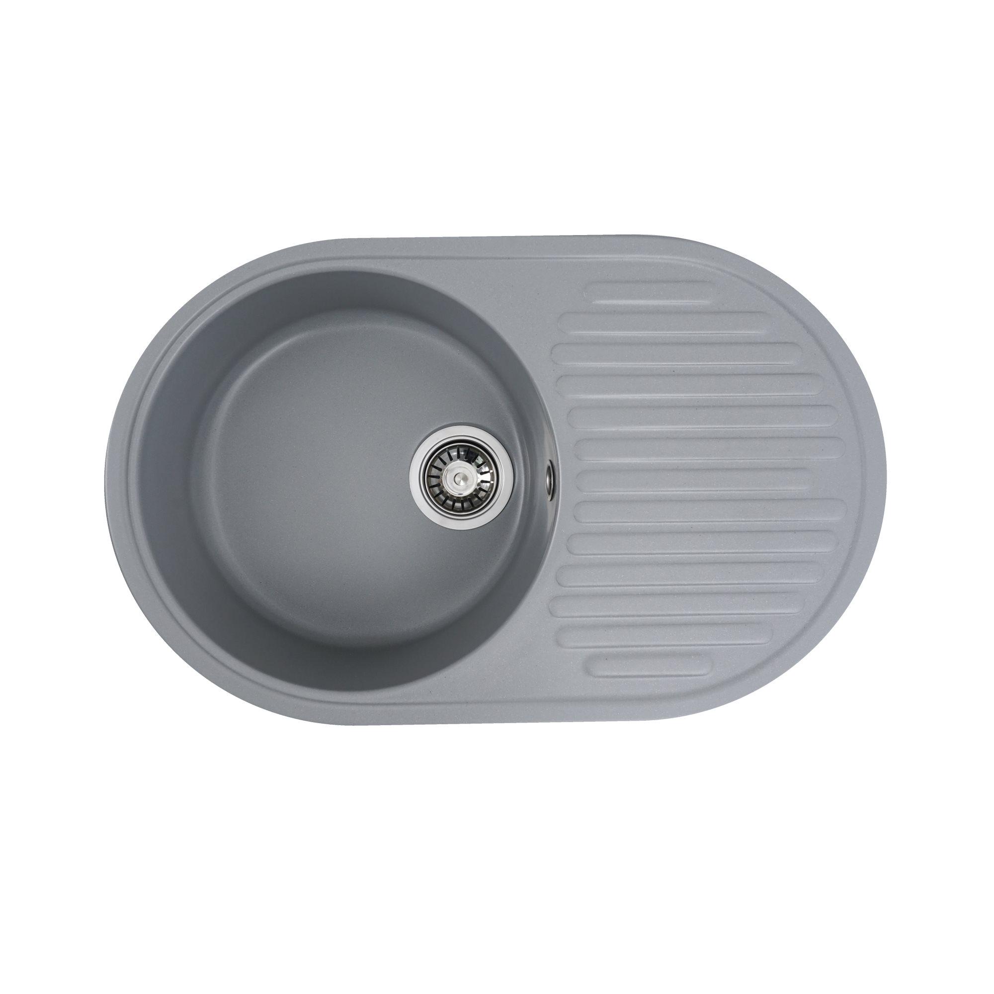 Мойка для кухни гранитная Platinum 7346 ASTORIA глянцевая Серый металлик