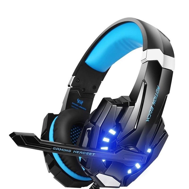 Наушники KOTION EACH Gaming with LED G9000 Aux USB Black/Blue - фото 2