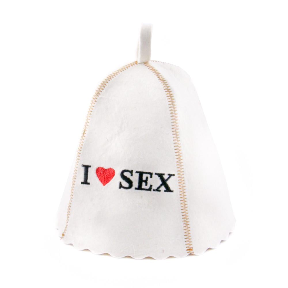 Банная шапка Luxyart "I love sex" натуральный войлок Белый (LA-212)