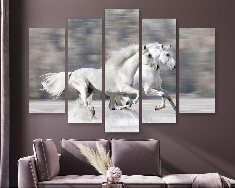 Модульная картина KIL Art Бег пары лошадей на холсте из пяти частей 137x85 см (M51_L_78)