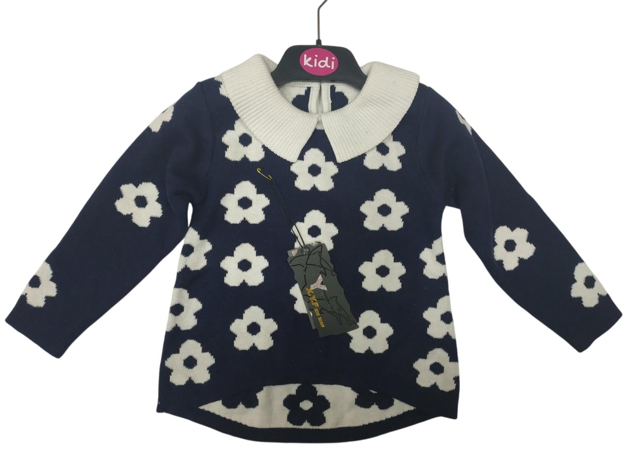 Свитер с воротником для девочки 104 см Темно-синий (440822)