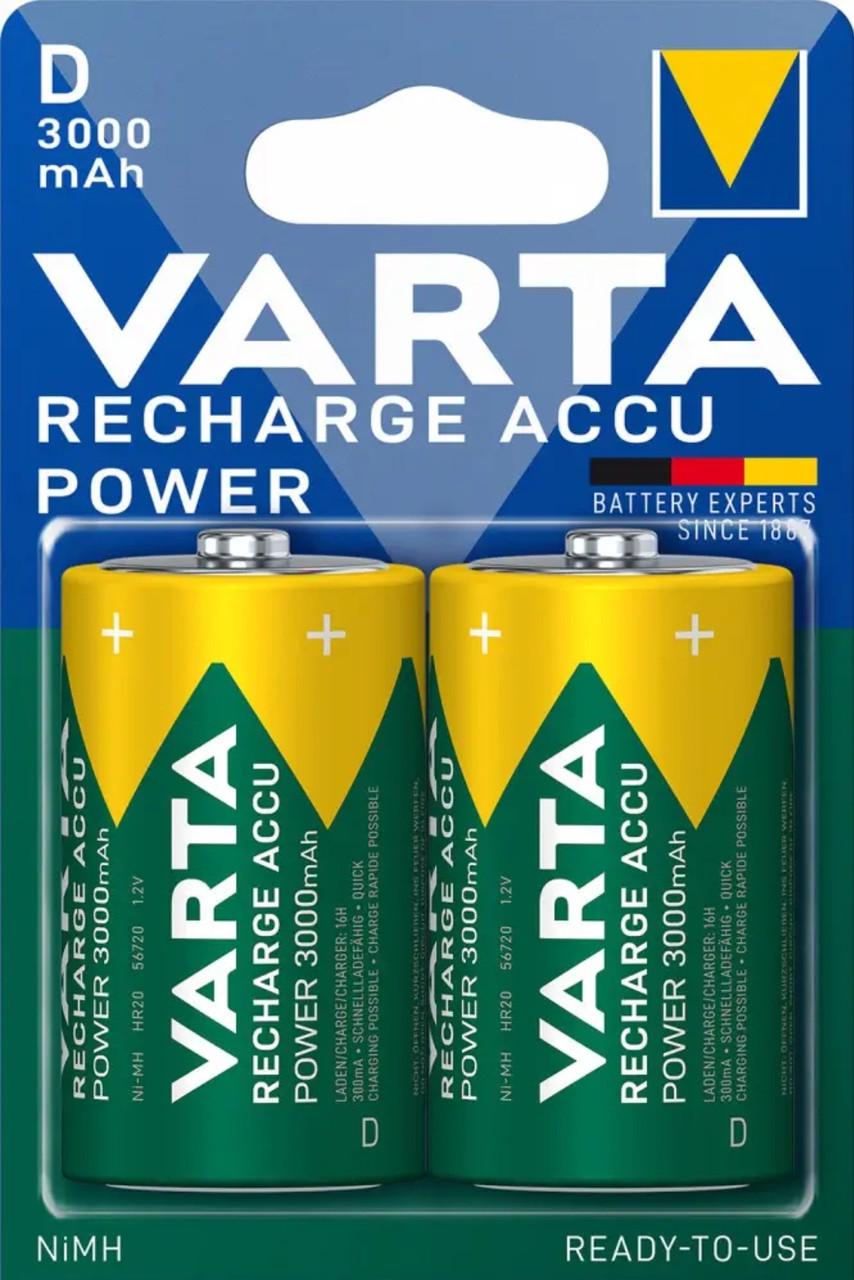 Аккумулятор Varta Rechargeable Accu D/R20 1,2V 3000 mAh 2 шт. (102530) - фото 1