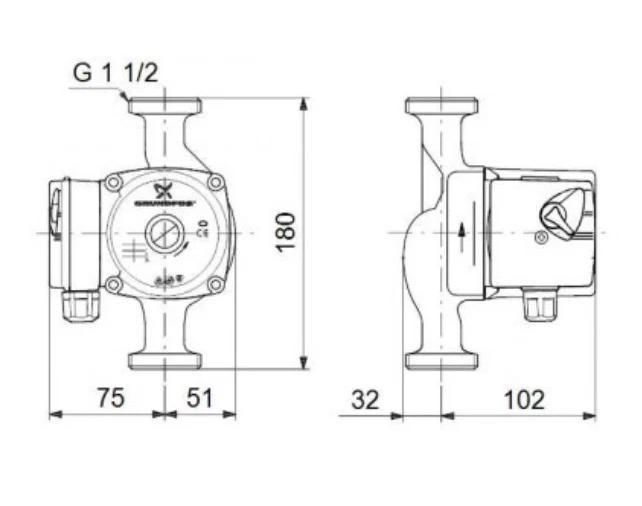 Насос циркуляційний Grundfos UPS 25-40 180 мм з гайками - фото 8