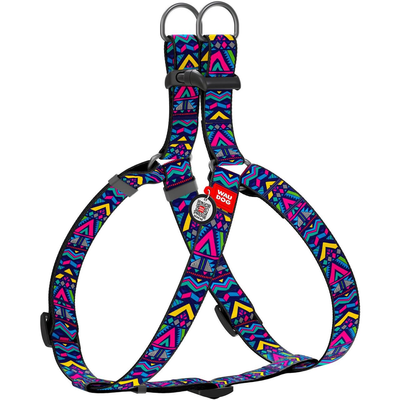Шлей для собак нейлоновый Waudog Nylon с QR паспортом Инди 60-85 см 25 мм (4974)