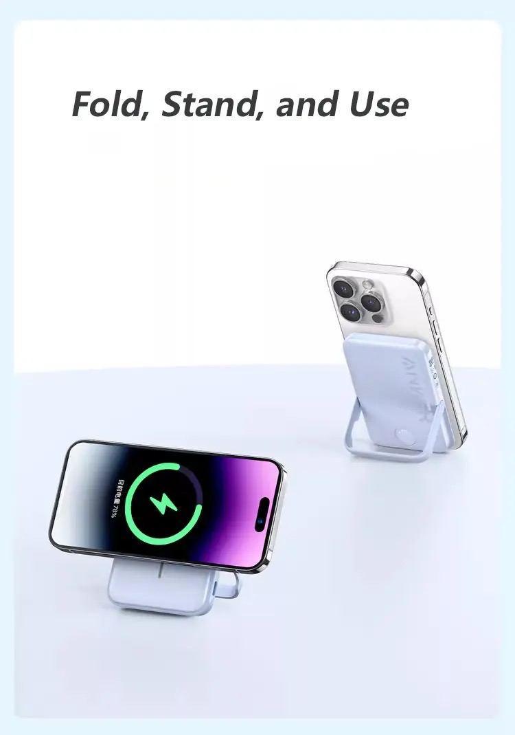 Повербанк магнітний Magsafe Anker A1618 5000 mAh для iPhone з підставкою для телефона Білий (26389475) - фото 5