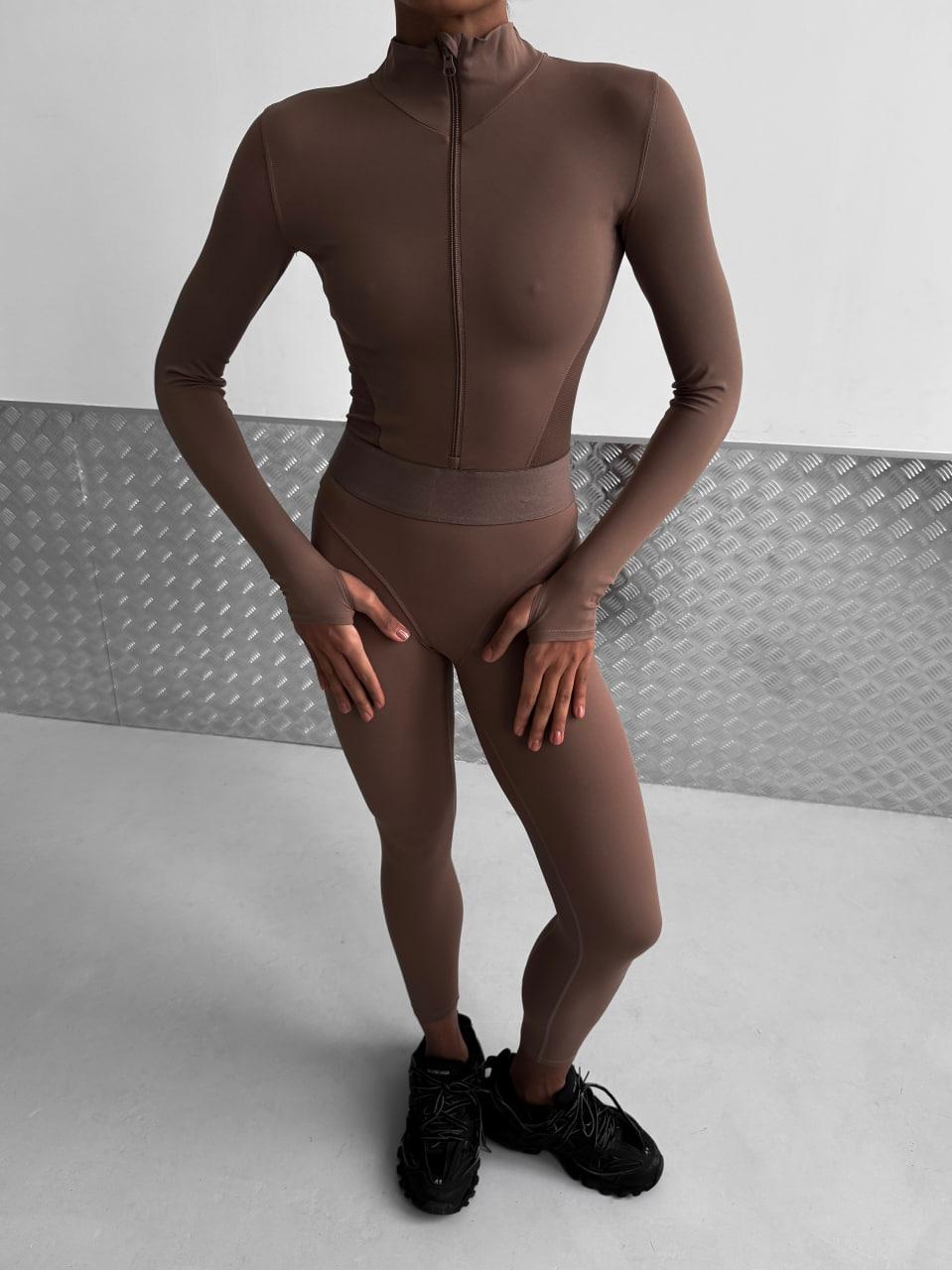 Комбинезон спортивный длинный с имитацией белья L Мокко (GZ03L) Комбинезон спортивный длинный с имитацией белья L Мокко (GZ03L)
