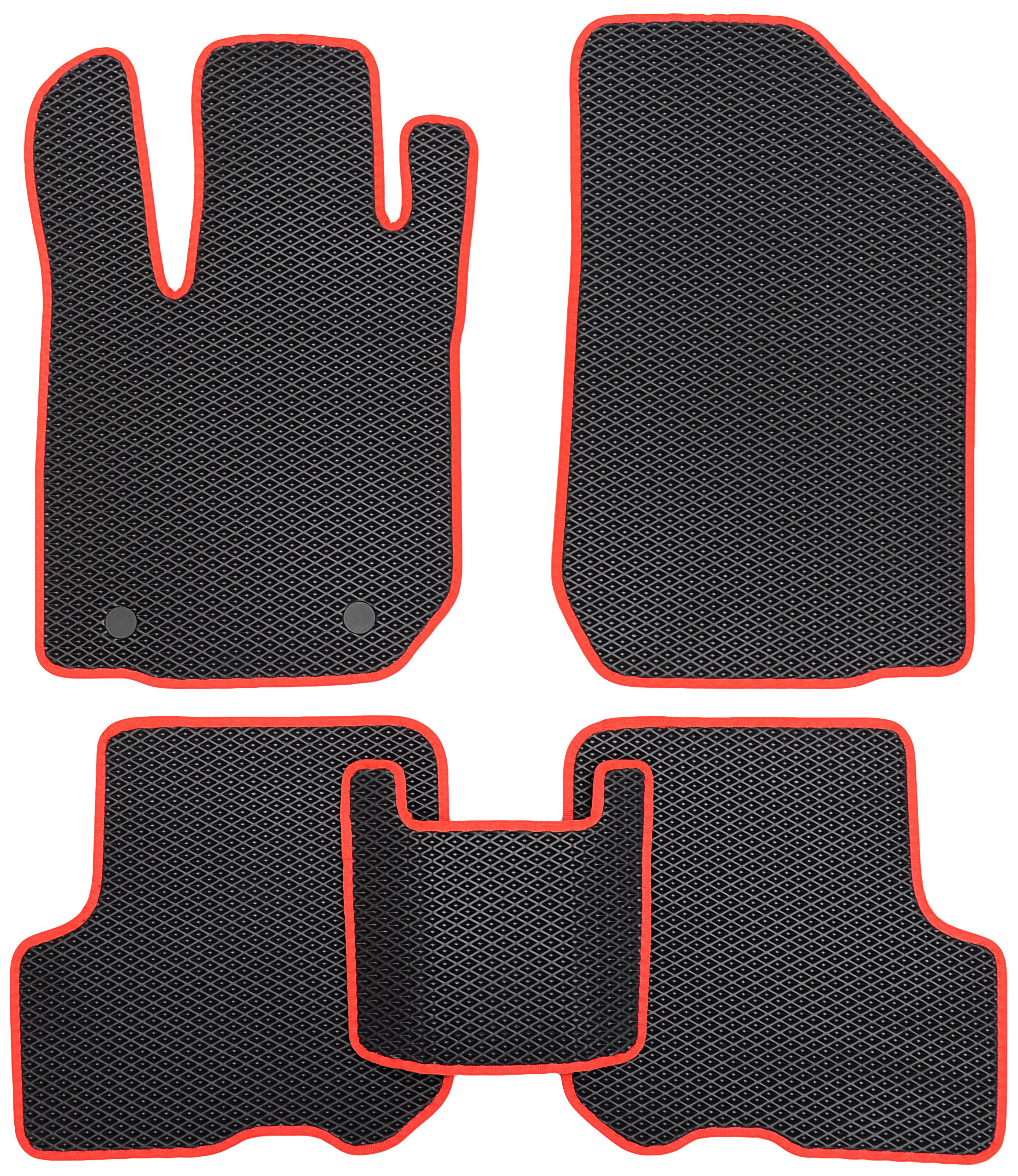 Коврики в салон для Renault Logan '13- EVA-полимерные Черный с красной тесьмой Коврики в салон для Renault Logan '13- EVA-полимерные Черный с красной тесьмой