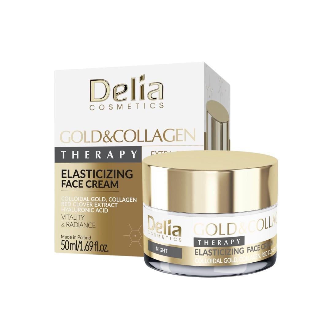 Крем для обличчя нічний з колоїдним золотом/колагеном Еластичність шкіри Delia Cosmetics 50 мл (2266786223)