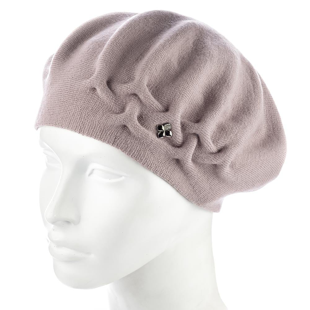 Берет двойной женский сбоку с узором Zolly ZH258 Темная пудра