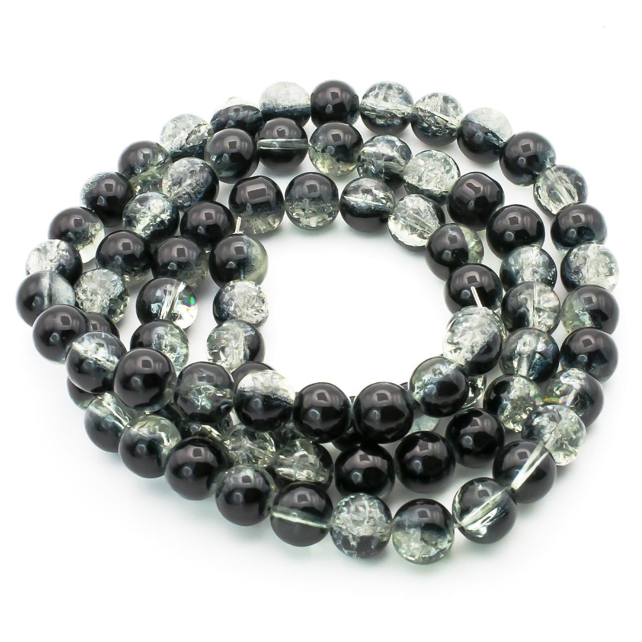 Бусины Битое стекло кракелюр 10 мм 80 см 90 шт. Черный с прозрачным (БЖ0010р06) Бусины Битое стекло кракелюр 10 мм 80 см 90 шт. Черный с прозрачным (БЖ0010р06)