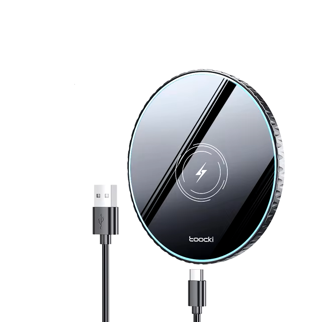 Зарядное устройство для беспроводной связи Toocki 15w для iPhone Samsung Galaxy Airpods (TQ-WL01BLK)