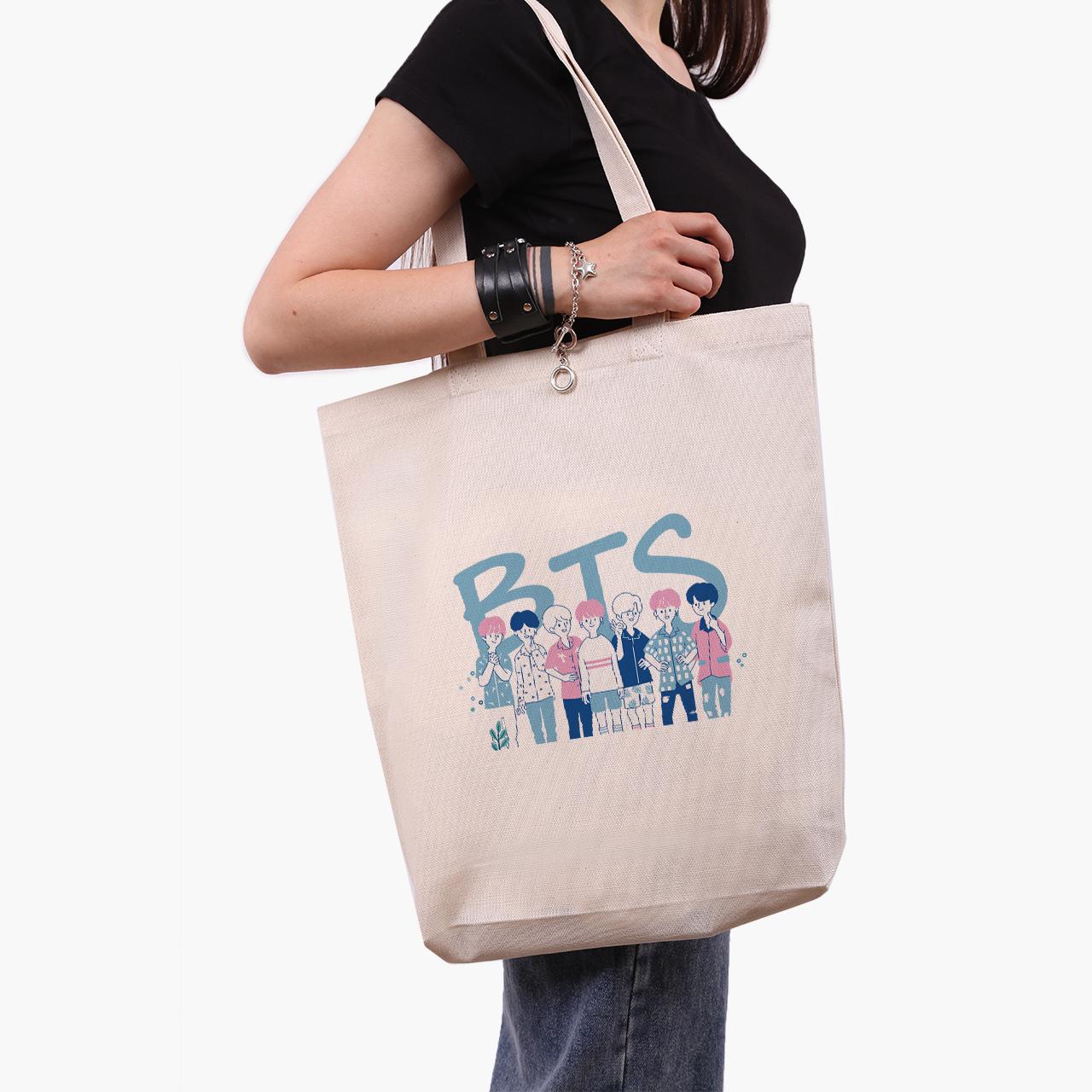 Эко сумка шоппер BTS 41x39x8 см Бежевый (9227-3265-WTD)