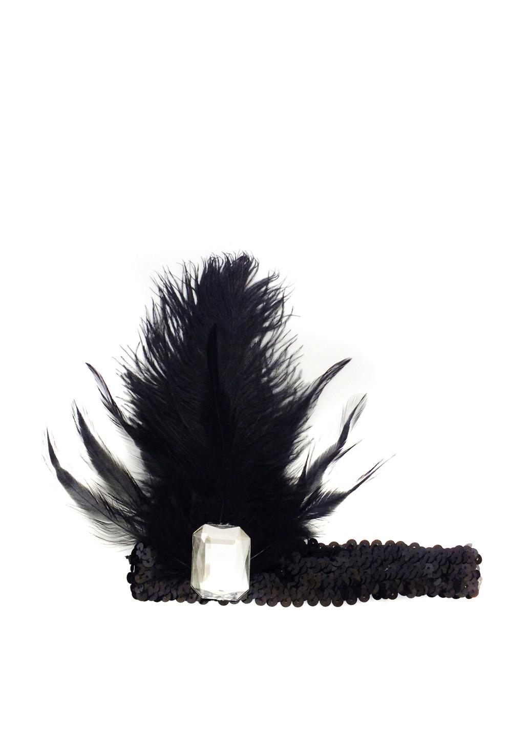 Резинка на голову c пером и камнем (11-356BLK-BLK) Резинка на голову c пером и камнем (11-356BLK-BLK)