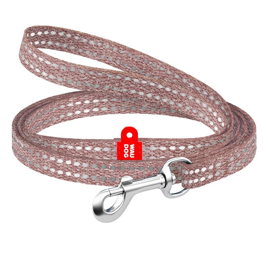 Поводок для кошек и мелких пород собак из восстановленного хлопка Waudog Re-cotton светоотражающий XS 10 мм 200 см Коричневый - фото 1