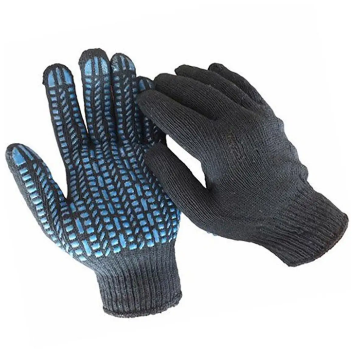 Перчатки рабочие Werk квадраты трикотажные хлопок/ПВХ с подвеской р. 10 Черный-синий (WE2122H)