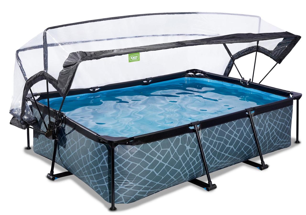Каркасный бассейн Exit Toys с куполом 220х150х65 см Камень