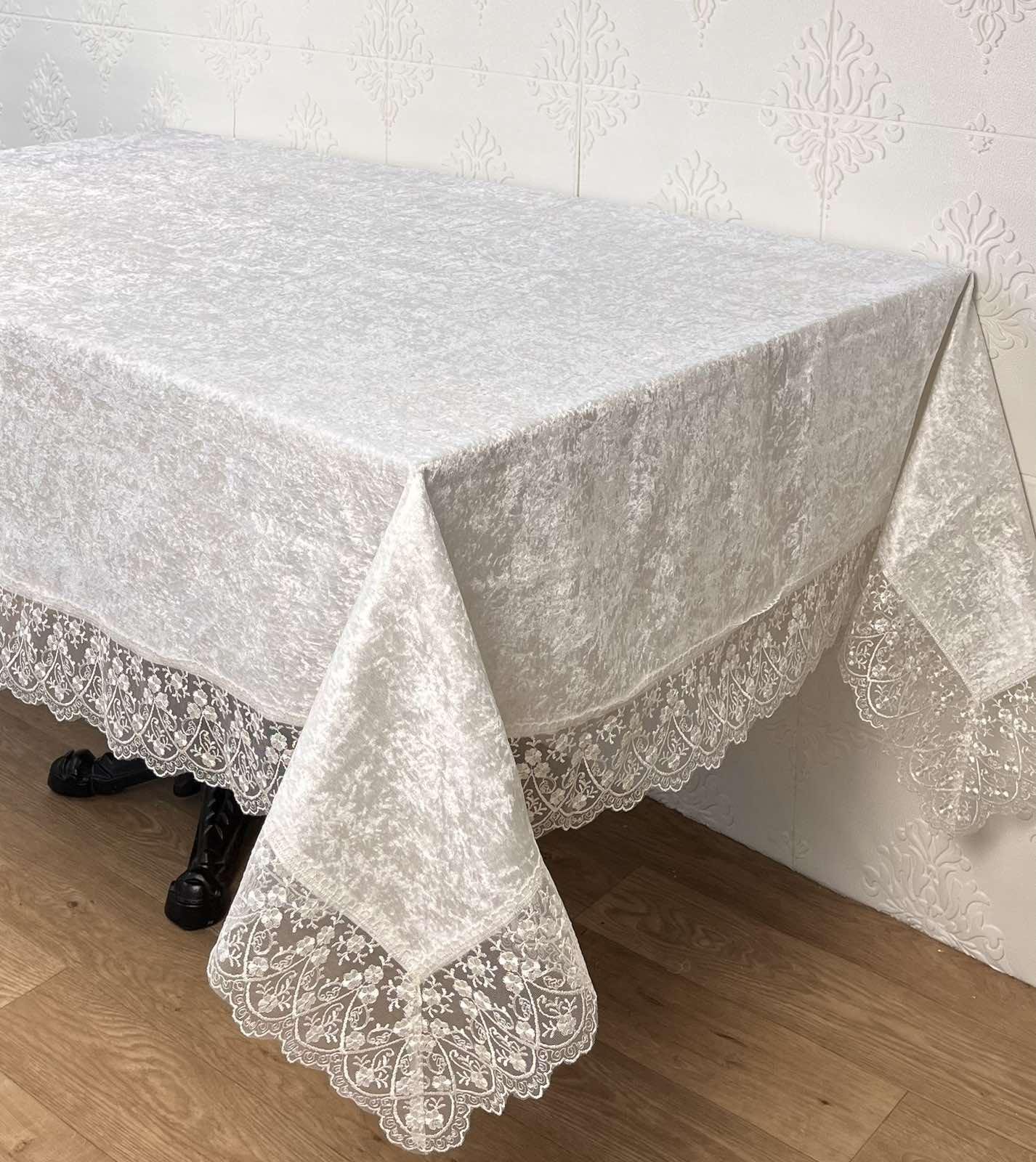 Скатертина велюрова Acme Tekstil PVS Elisa 160x220 см Krem (CN30189)