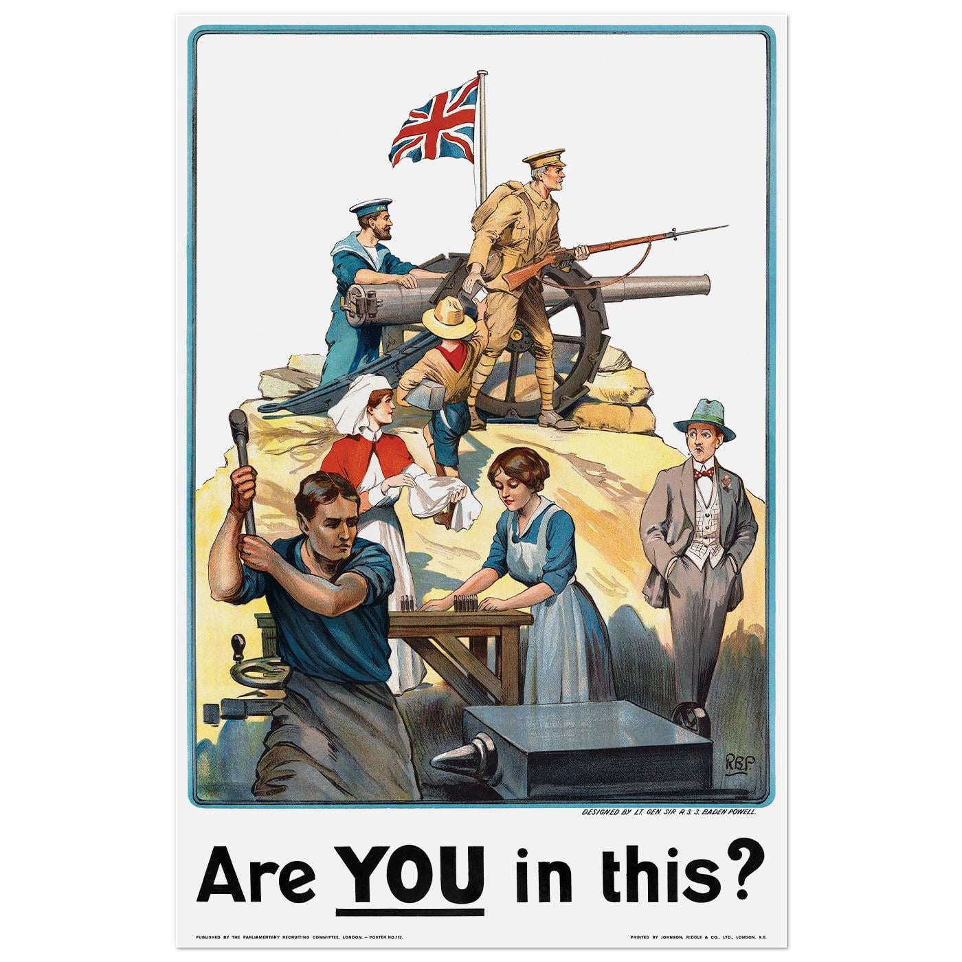 Плакат винтажный "Are YOU in this?" 1915 55x84 см (0282) Плакат винтажный "Are YOU in this?" 1915 55x84 см (0282)