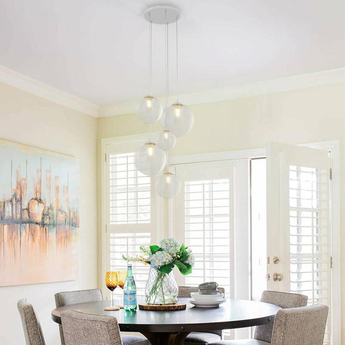 Підвісний світильник Valeso на п'ять прозорих плафонів під лампу G9 Білий (HN8413-5) - фото 2