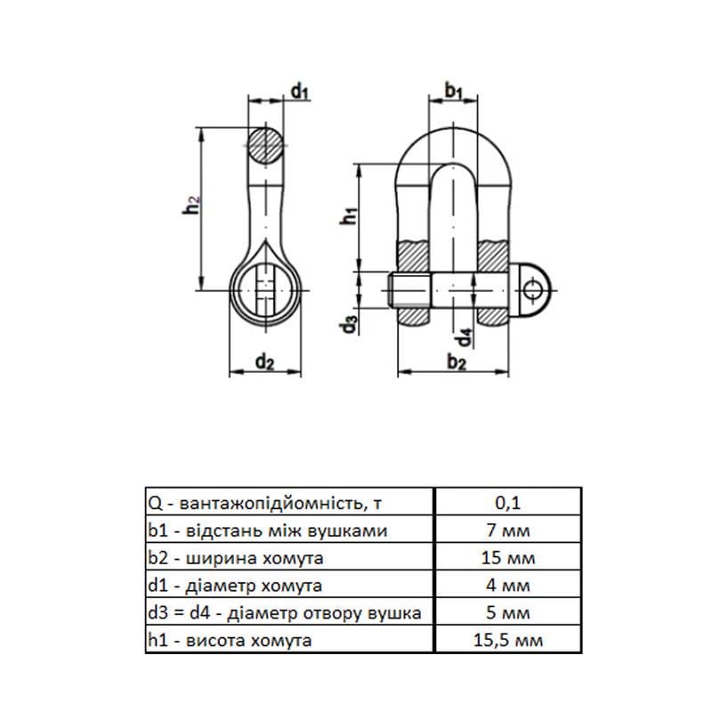Карабин Metalvis DIN 82101 М5 U-образный цинк 10 шт. Белый (3KR20U000003KR0050) - фото 2