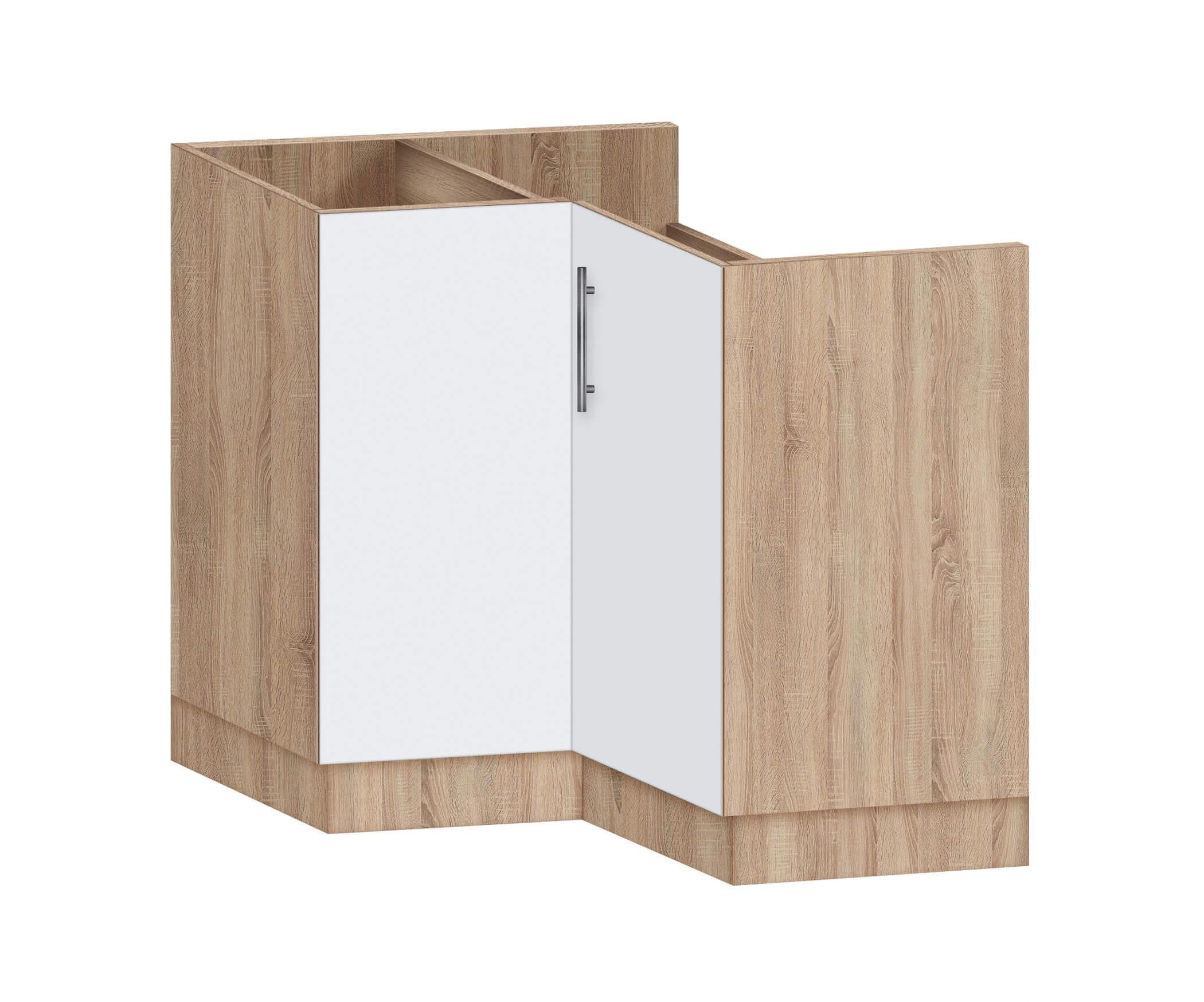 Тумба кутова кухонна МАКСІ-МЕблі під врізну мийку №2 без стільниці ЛЮКС Дуб сонома/Білий гладкий (72153)