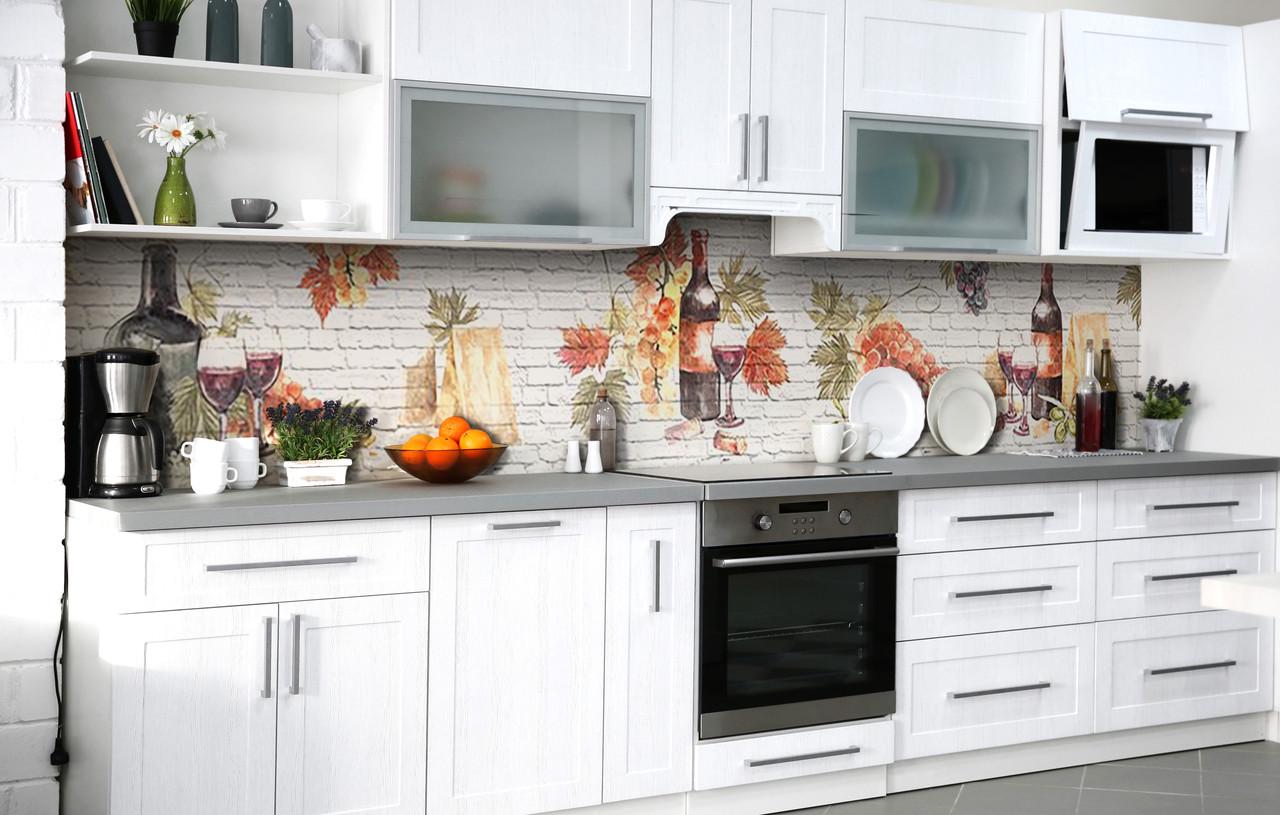 Кухонный фартук Винный урожай виниловый самоклеющийся 60х250 см