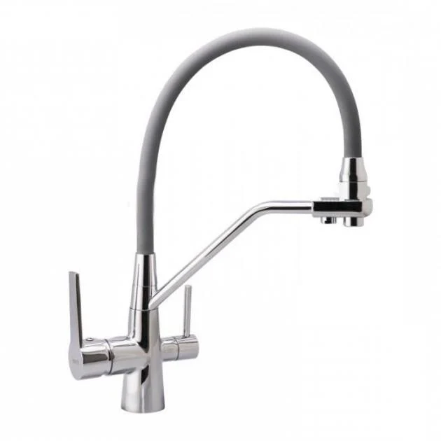 Змішувач для кухні на дві води Frap F4374 Сірий/Хром (1042394) Змішувач для кухні на дві води Frap F4374 Сірий/Хром (1042394)