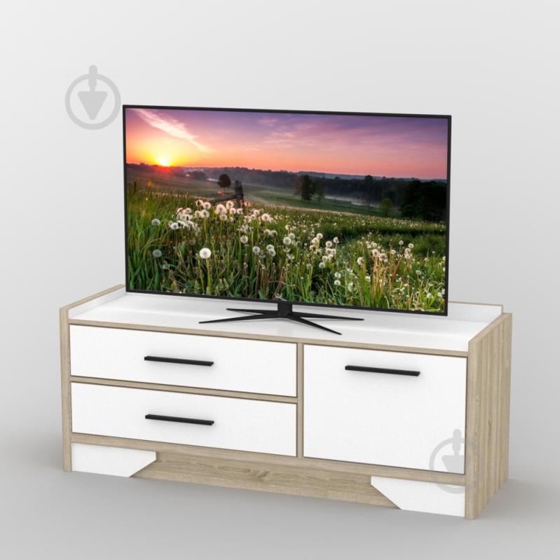 Тумба под телевизор Тиса Мебель ТВ-402 Дуб сонмоа Белый Тумба под телевизор Тиса Мебель ТВ-402 Дуб сонмоа Белый