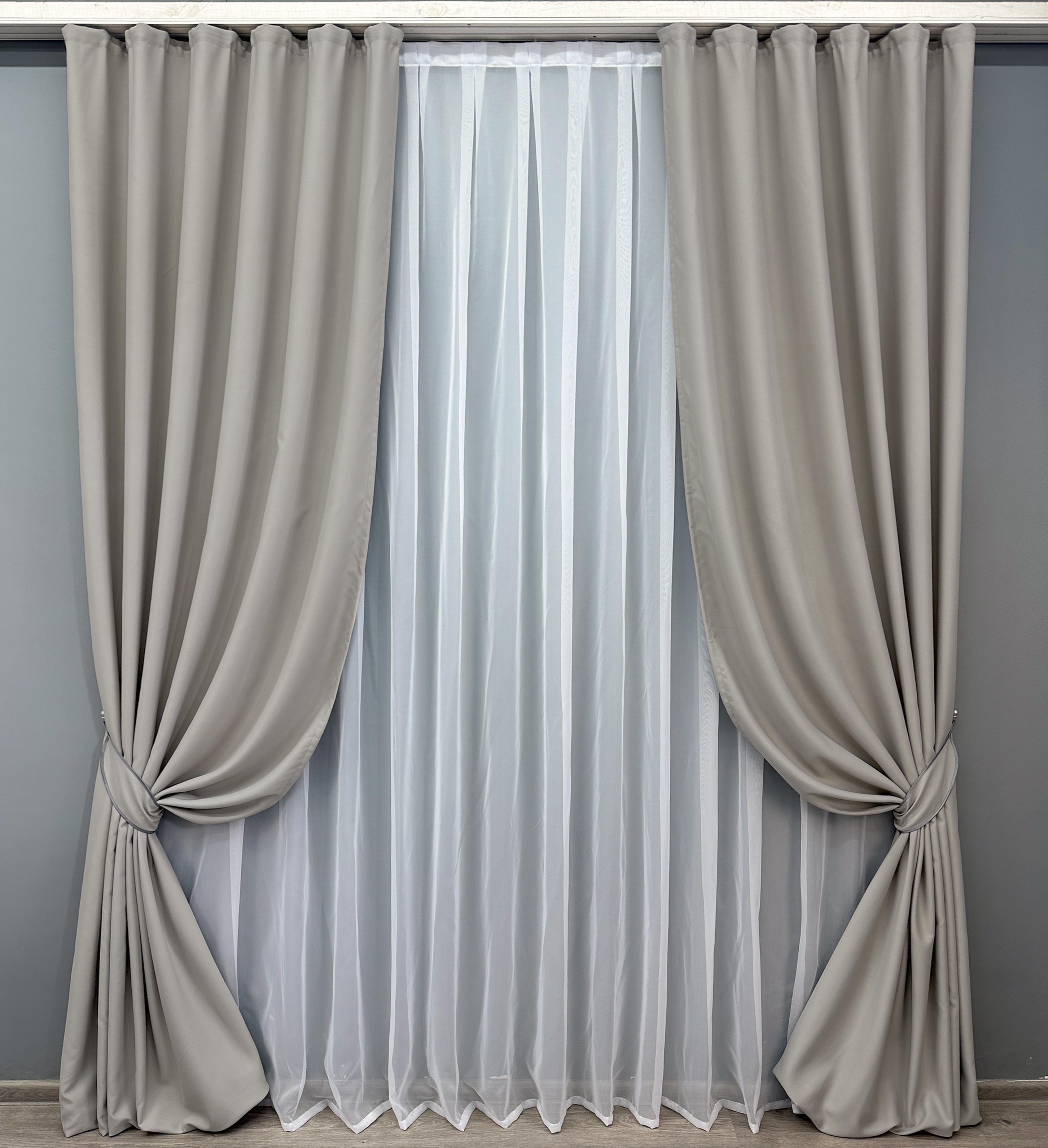 Комплект готових штор VR-Textil Блекаут Midnight №1672ш 150х290 см 2 шт. Сіро-бежевий (33-0612) - фото 1