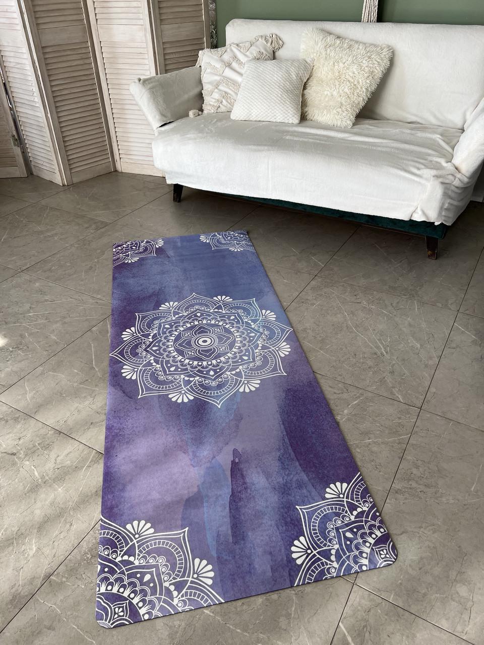 Коврик для йоги Lita Mandala SU премиальный замшевый/каучуковый 183х68х0,3 см Фиолетовый (13510839)