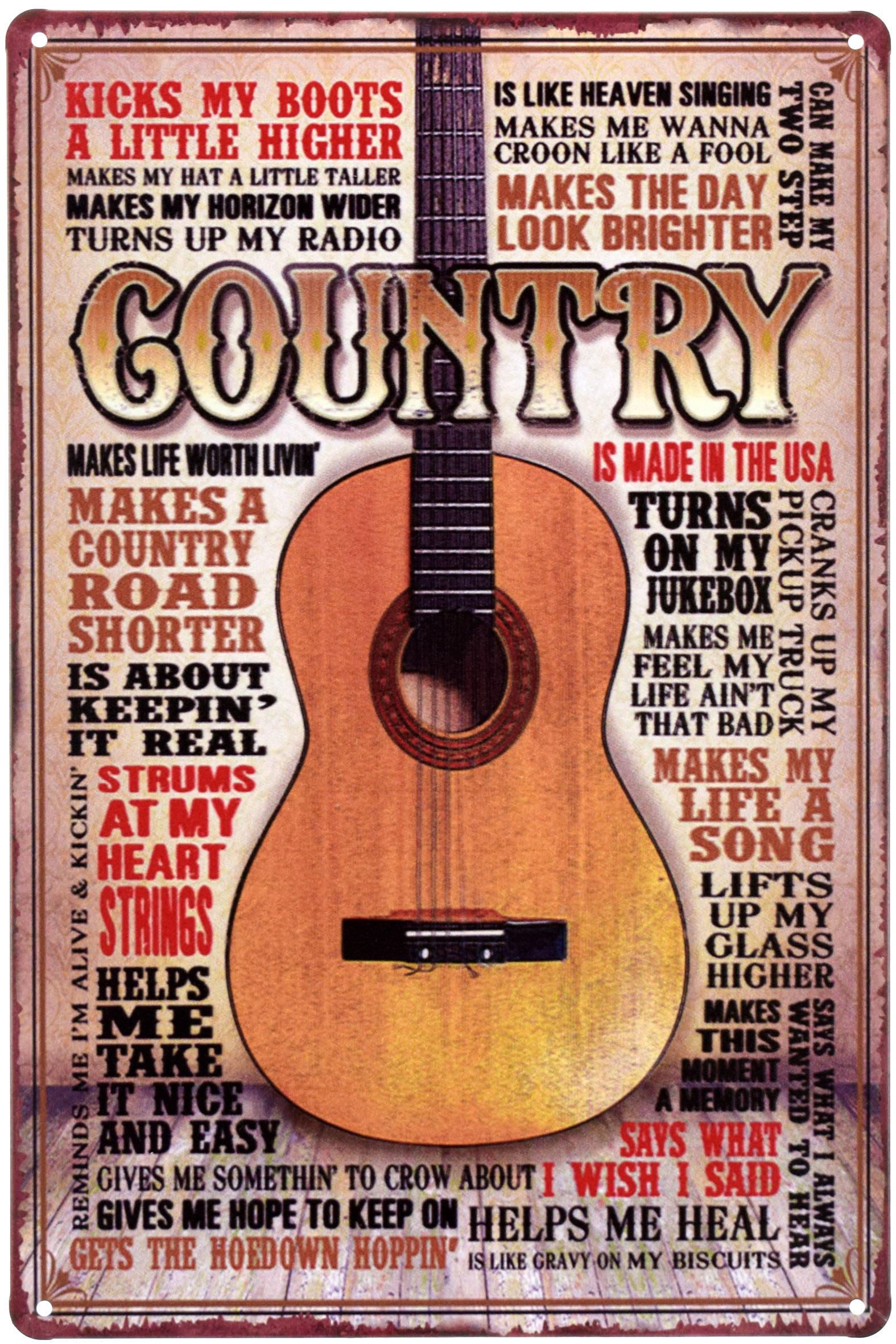 Табличка металлическая Кантри/Country 20x30 см