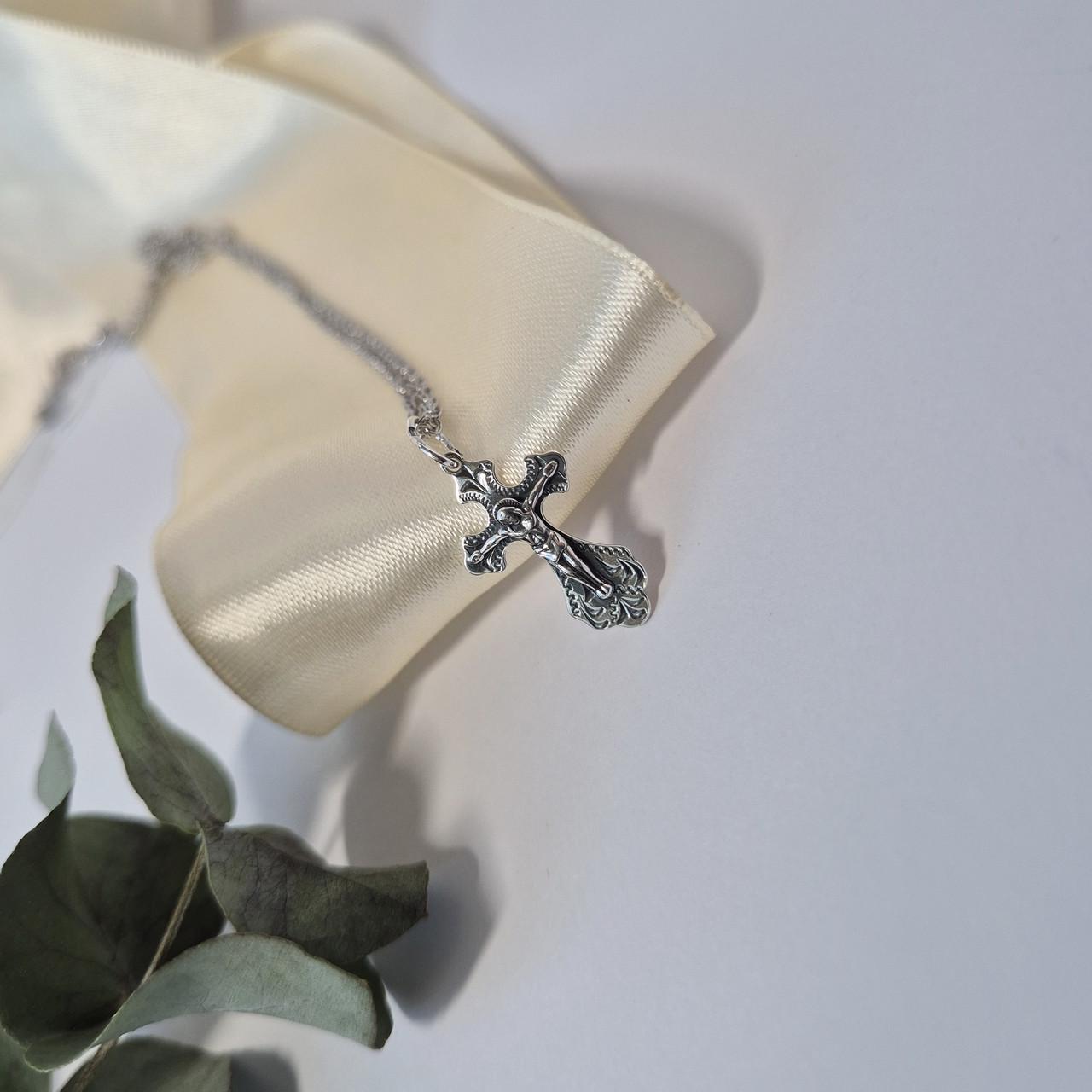 Крест с распятием серебро 925 пробы черненное 0,90 г (3531ч)