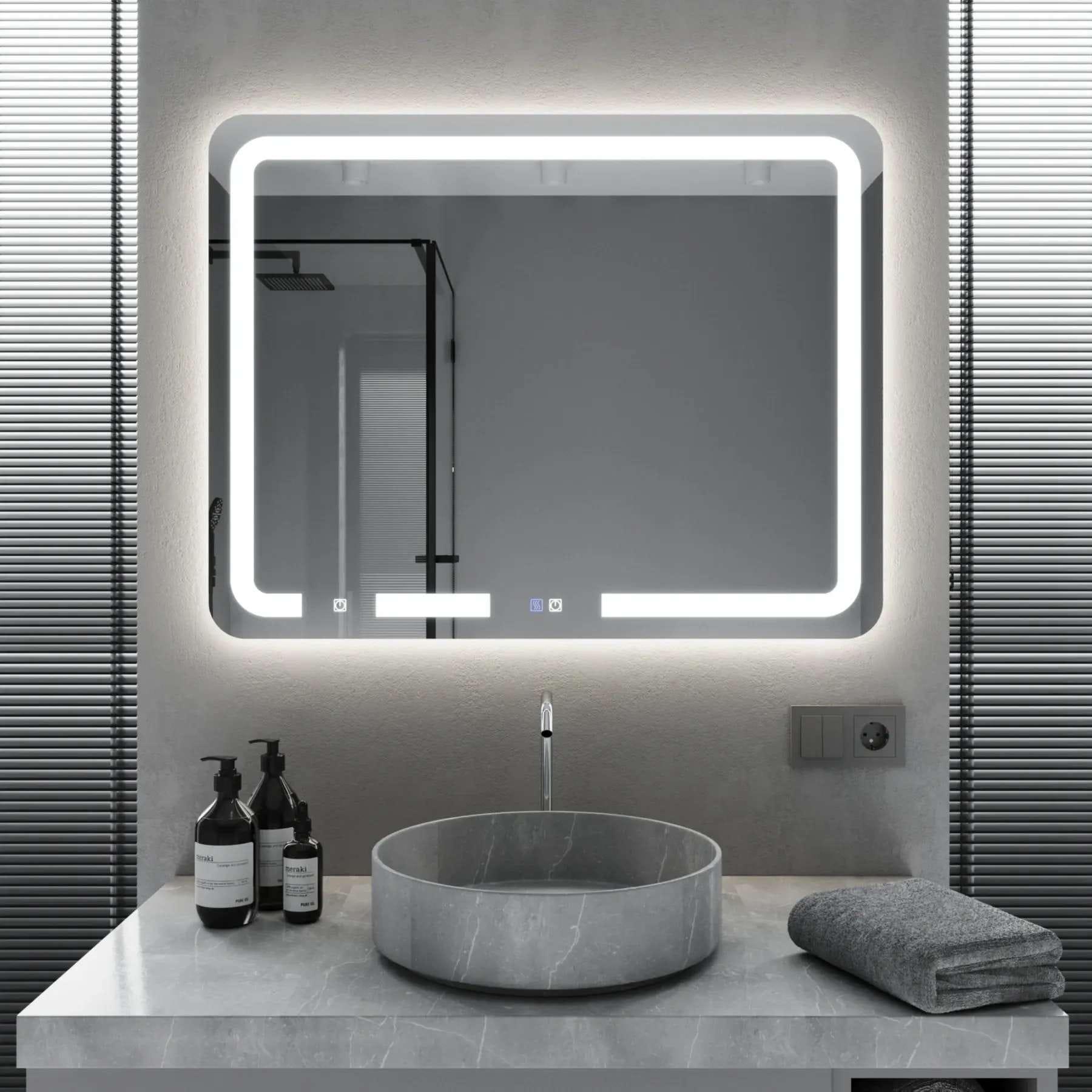 Зеркало для ванной комнаты Mironiks прямоугольное с фоновой и фронтальной LED-подсветкой 1000x800 мм (FR-MRKS-310005)