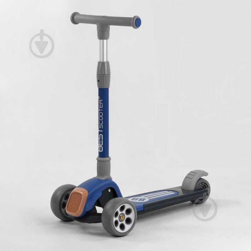 Самокат трехколесный Best Scooter складной алюминиевый руль, 3 колеса PU со светом Black/Blue (102024) Самокат трехколесный Best Scooter складной алюминиевый руль, 3 колеса PU со светом Black/Blue (102024)