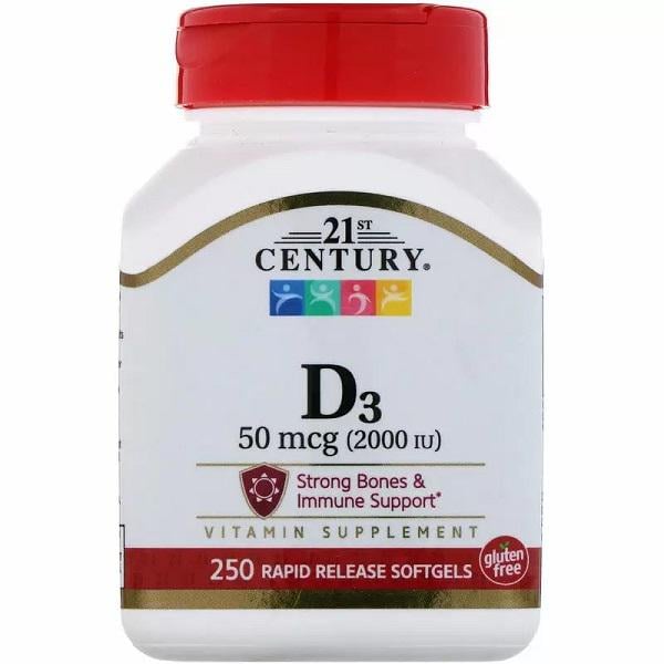Витамин D 21st Century Vitamin D3 2000 IU 250 мягких капс. (000018841)