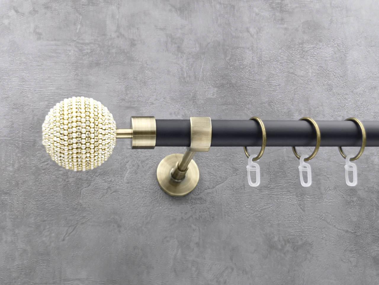 Карниз Quadrum Карера гладкая штанга одинарный модерн 25 мм 200 см антик/Черный матовый (46976275)