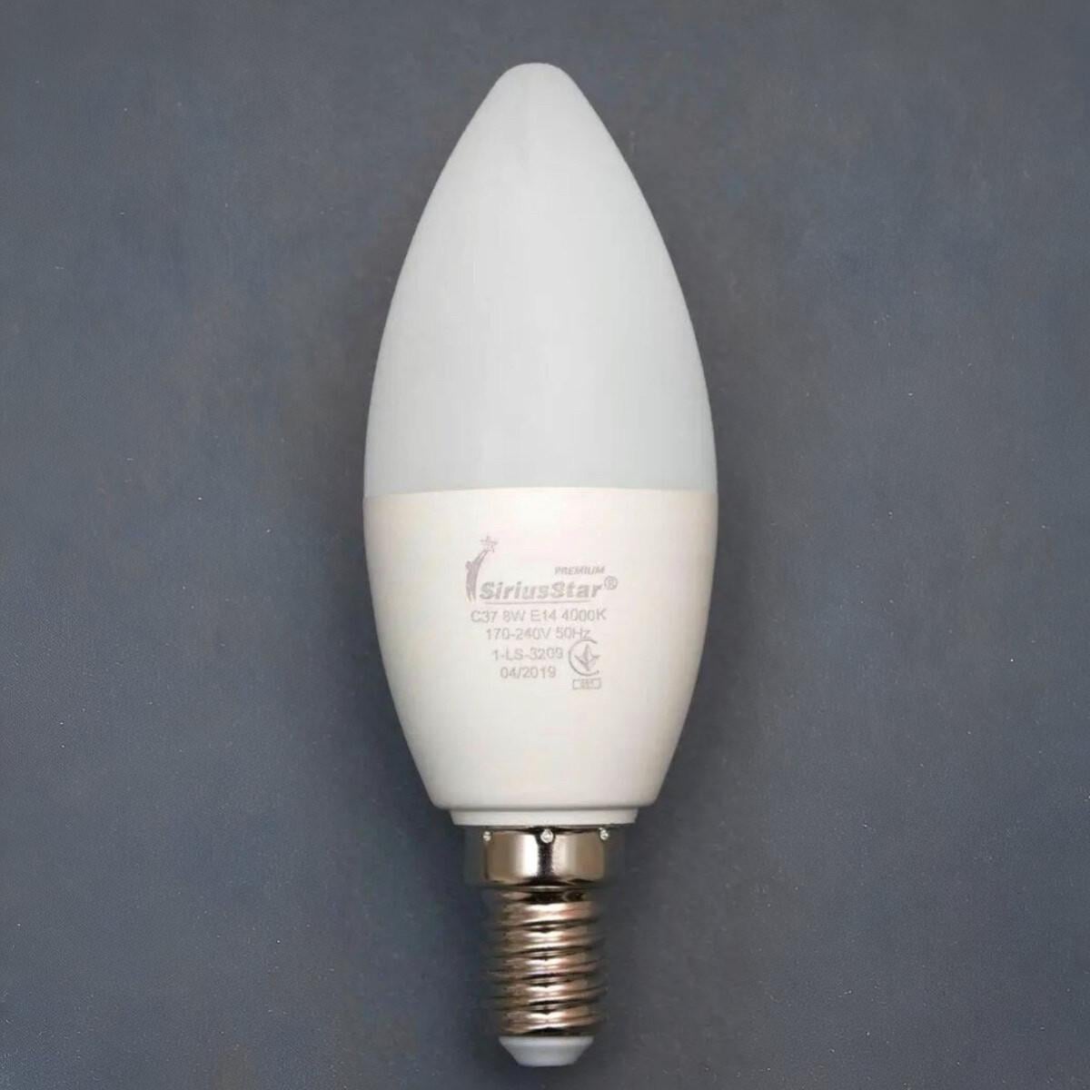 Светодиодная лампа SiriusStar 8W С37 4000K E14 Белый (3209) Светодиодная лампа SiriusStar 8W С37 4000K E14 Белый (3209)