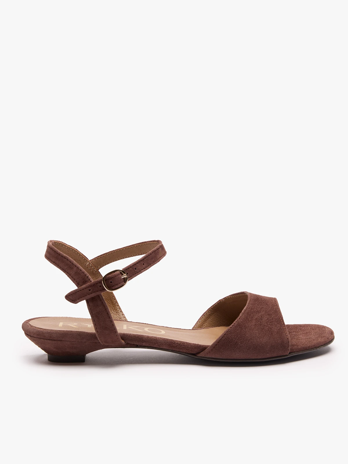 Босоножки женские замшевые RYLKO на низком каблуке р. 37 Темно-коричневый (1ID18_K_ _3TI)