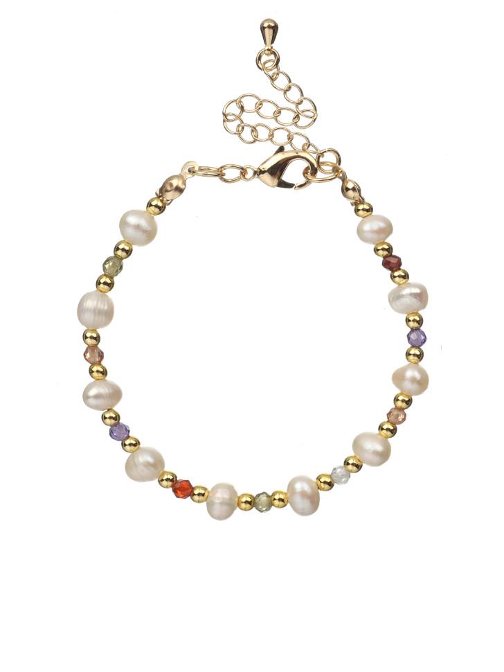 Браслет із перлів та різнокольорових фіанітів (5172)