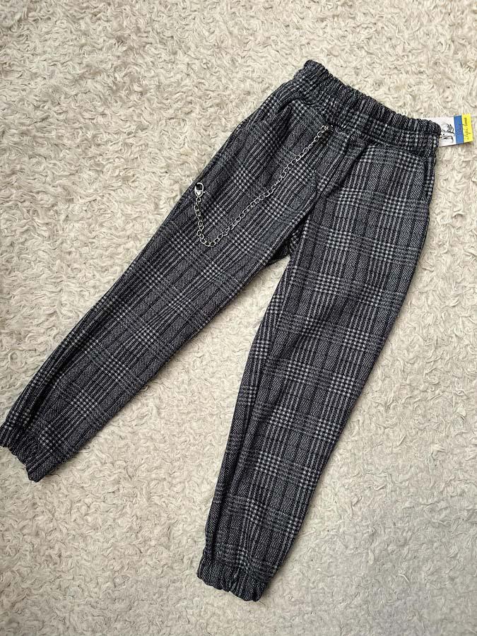 Джогеры для девочки теплые Клеточка 0910 кашемир 128 см Синий Джогеры для девочки теплые Клеточка 0910 кашемир 128 см Синий