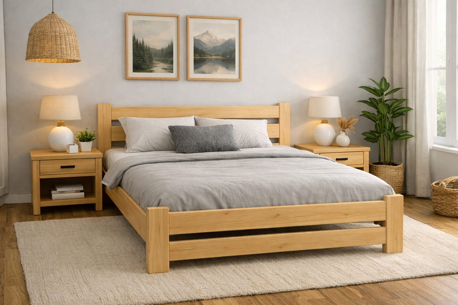 Кровать деревянная двуспальная MebliVik 180x220 см из бука крок ламели 2,5 см ТІН 101 (б1010041)