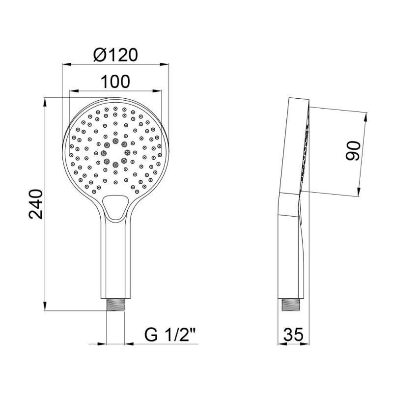 Лейка для душа Q-tap Rucni A120O3KBB Черный (SD00041889) - фото 3