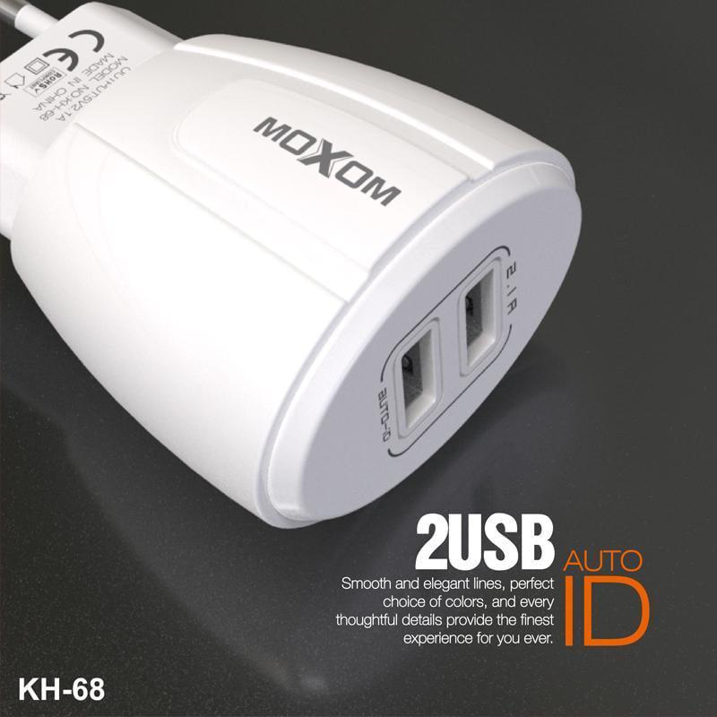 Зарядний пристрій Moxom KH-68 2 USB 2,1A кабель Type-C White (34906) - фото 2