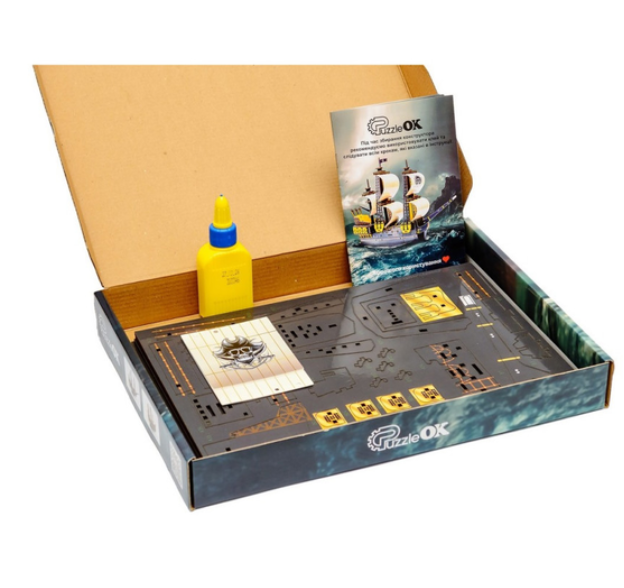 Конструктор деревянный PuzzleOK 3D Пиратский корабль Puz-00928 196 деталей - фото 8 Конструктор деревянный PuzzleOK 3D Пиратский корабль Puz-00928 196 деталей - фото 8