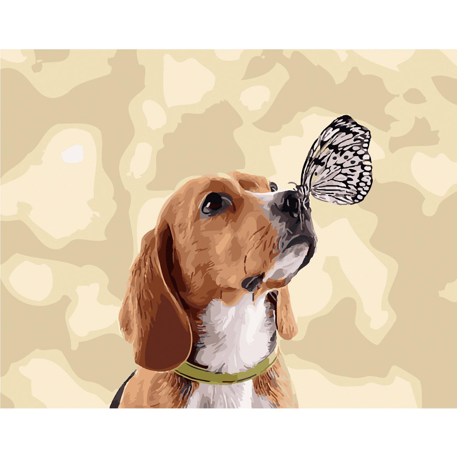 Картина по номерам Strateg Бабочка и щенок 40х50 см (SY6099)