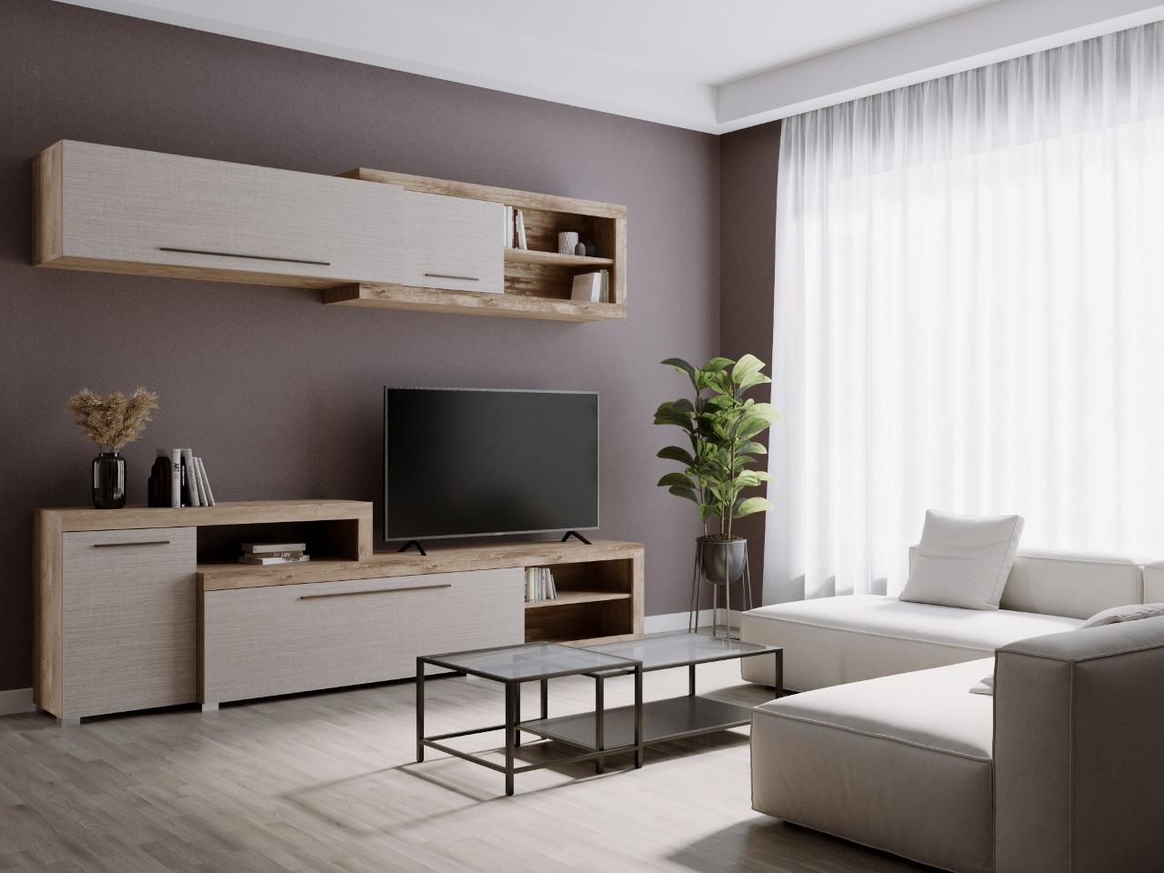 Вітальня стінка комплект Gerbor Вероніка з ламінованою ДСП Дуб готланд/Грейж тессі (8005597)