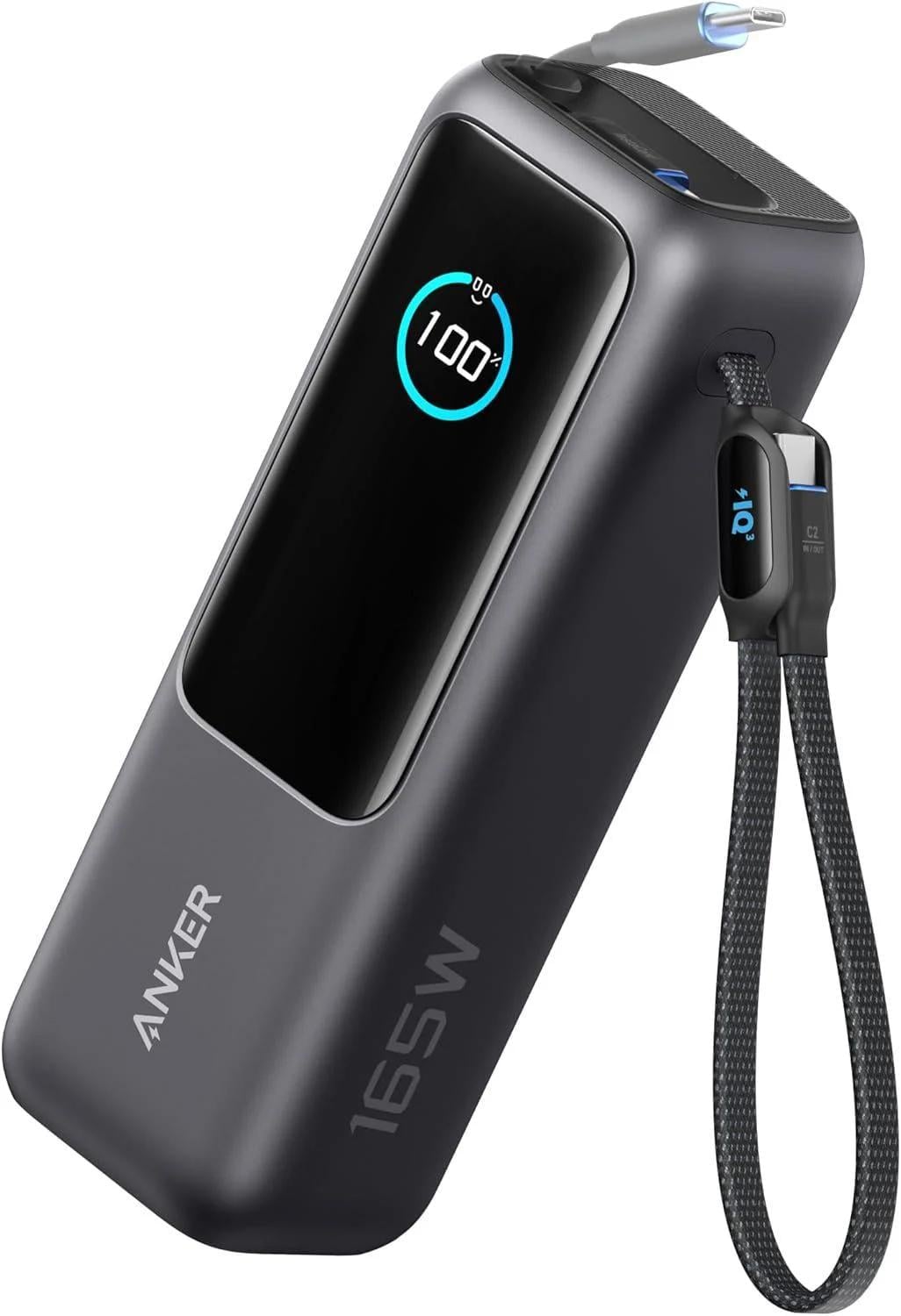 Повербанк Anker Laptop 25000 mAh 165W PD Built-In and Retractable Cables Black